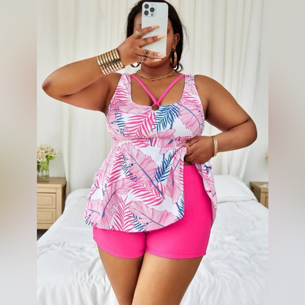 2XL Pink swim suit set SHEIN